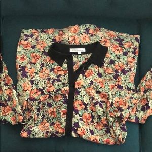 BCBG Floral romper shorts/long sleeve